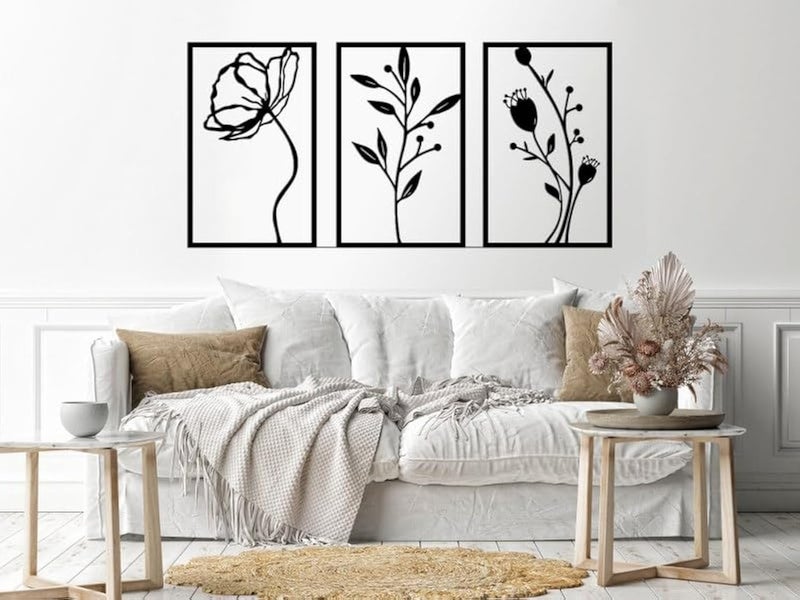 Home Gallery Leaves shape 3 panels Wood Wall art Black 80x150 H01640