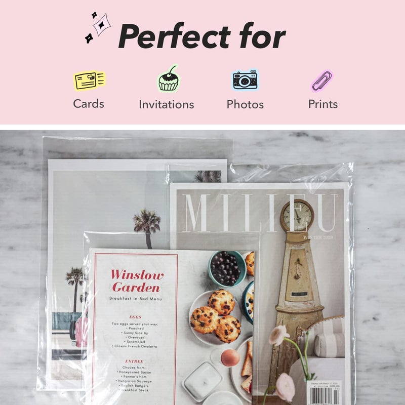 Pack It Chic - 11” X 14” (200 Pack) Clear Resealable Cello Poly Bags - Fits 11X14 Prints, Photos, Documents - Self Seal - Image 5