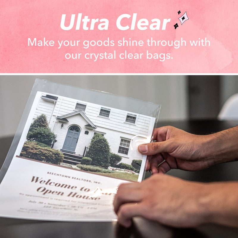 Pack It Chic - 11” X 14” (200 Pack) Clear Resealable Cello Poly Bags - Fits 11X14 Prints, Photos, Documents - Self Seal - Image 4