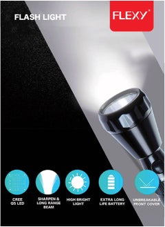 Flexy **FLEXY Rechargeable LED Flashlight System: 1200m Range, 6W Hyper Bright CREE LED, 3000mAh Ni-Cd Battery, Shock/Water Resistant, Rotary Switch, Lifetime Warranty, Cool Daylight Beam.**  - Image 3
