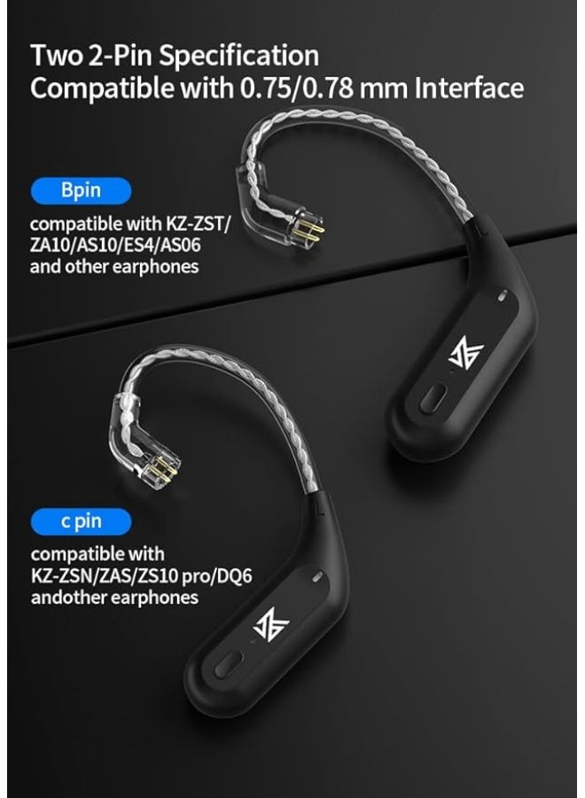 KZ YINYOO KZ AZ09 Bluetooth 5.2 Upgraded Cable Wireless Adapter Cable cpins for ZSN/ZSN PRO/ZSN PRO-X/ZS10 PRO/ZS10 PRO X/EDX/EDX PRO/AS16/AS16 PRO/PR2/ZEX PRO/AS12/AS24/DQS/C12/C10 /CRA(az09-C, Black) - Image 5