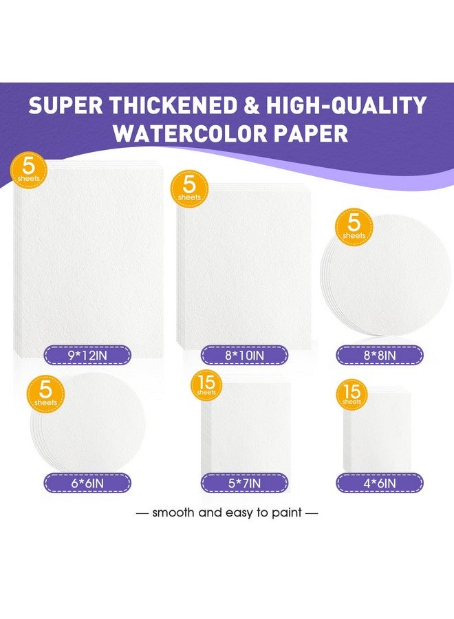 AROIC 50 Sheets Watercolor Paper Bulk, 6 Sizes 9" x 12",8" x 10",8" x 8" etc.(300 GSM), White Water Color Paper for Kids, Adults, Artists, Painting & Craft Paper, Watercolor Paper, Drawing Supplies - Image 2