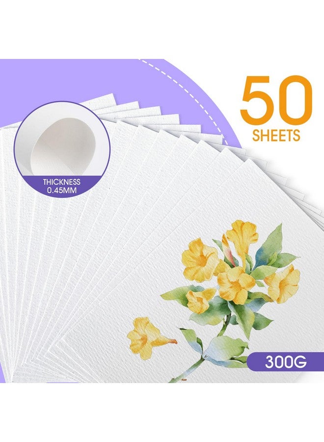AROIC 50 Sheets Watercolor Paper Bulk, 6 Sizes 9" x 12",8" x 10",8" x 8" etc.(300 GSM), White Water Color Paper for Kids, Adults, Artists, Painting & Craft Paper, Watercolor Paper, Drawing Supplies - Image 3