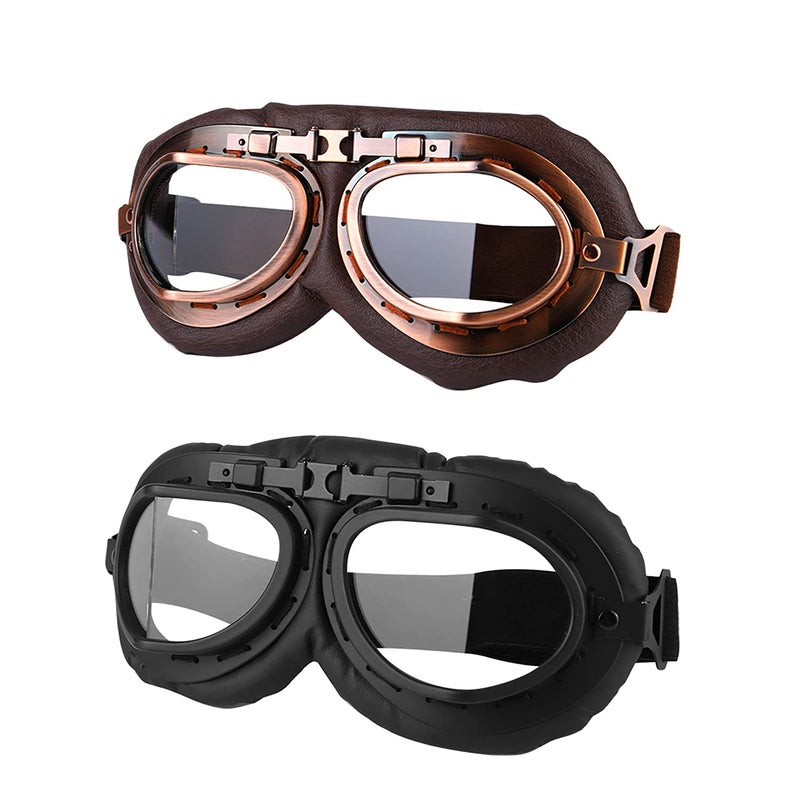 LJDJ Motorcycle Goggles Vintage Pilot Style Goggles Dirt Bike ATV Motocross Riding Offroad Eyewear Scooter Outdoor Sports Glasses Combat Tactical Goggles for Men Women Youth Adult