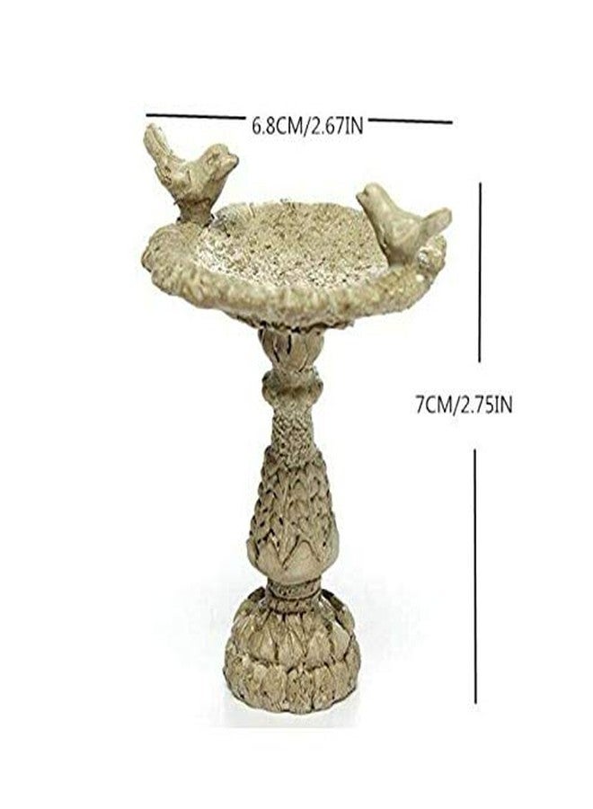 EatingBiting 1:12 Scales Dollhouse Miniature Birdbath Garden Outdoor Center Foutain 2 Birds Resin Fairy Garden Furniture Resin Vintage Bird Bath Fountain for Home Decor Ornaments - Image 4