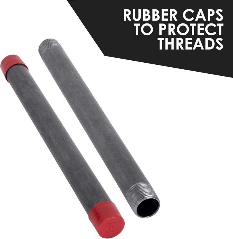 PIPE DECOR 3/4” x 18” Black Steel Plumbing Pipe, Pre Cut, Industrial Steel Grey Fits Standard 3/4 Inch Threaded Black Malleable Iron Fittings, Build Vintage DIY Furniture, 4 Pack - Image 3