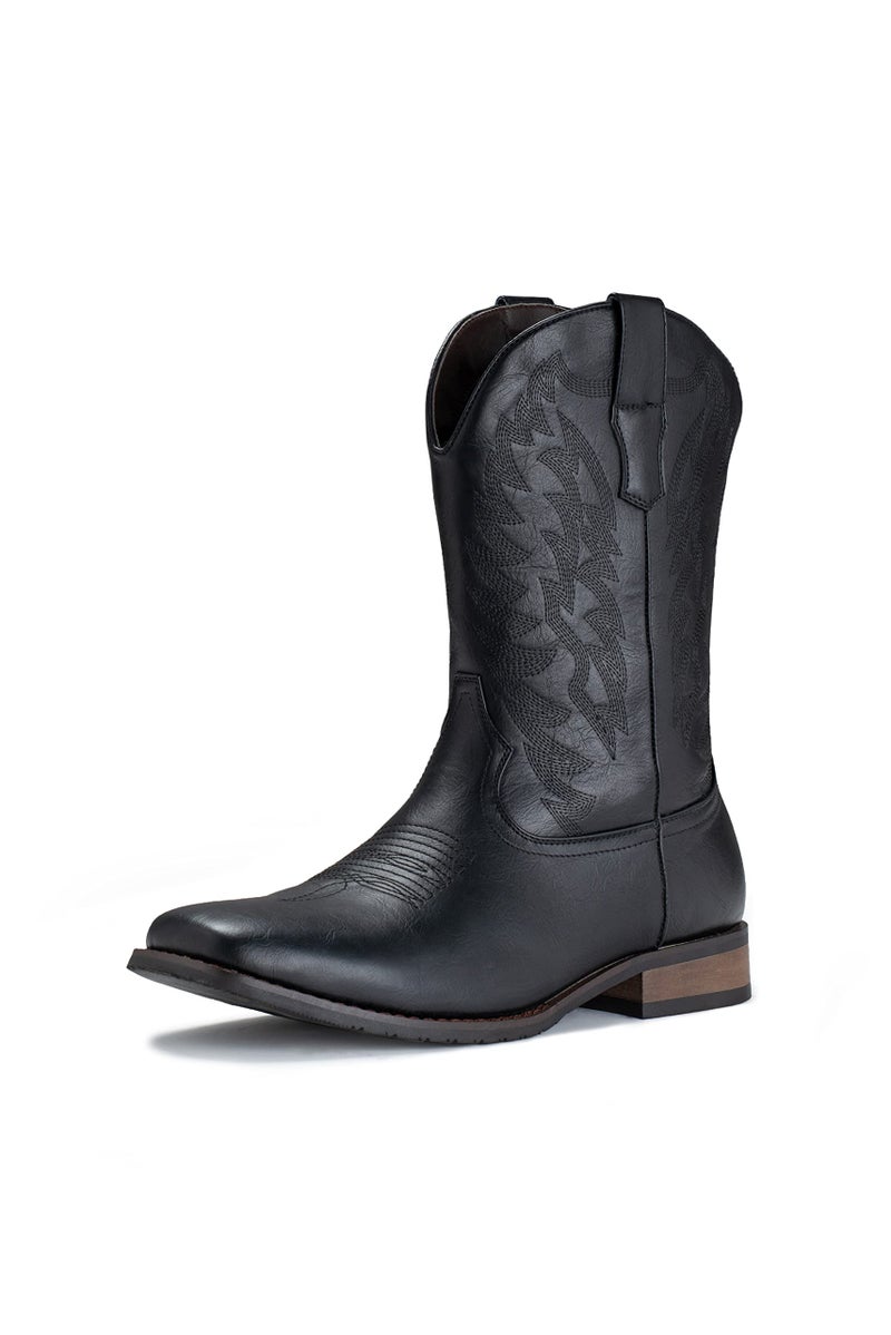 IUV Cowboy Boots For Men Western Boot Durable Classic Embroidered Square Toe Traditional Boots - Image 1