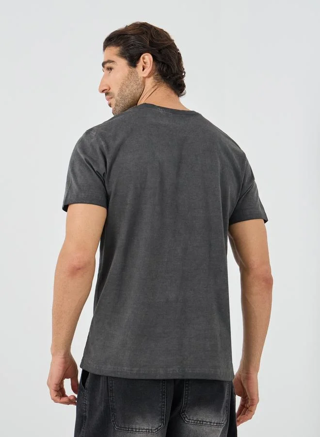 Styli Styli Washed Panel Detail Regular Fit T-Shirt