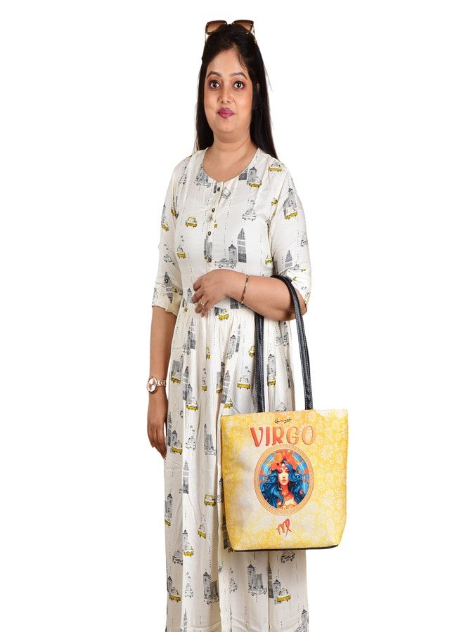 Revmark Zodiac Signature Totes- VIRGO | Two Compartments | Digital Print | Spacious | PU Leather | Pack of 1 | Gift for Virgo women - Image 4