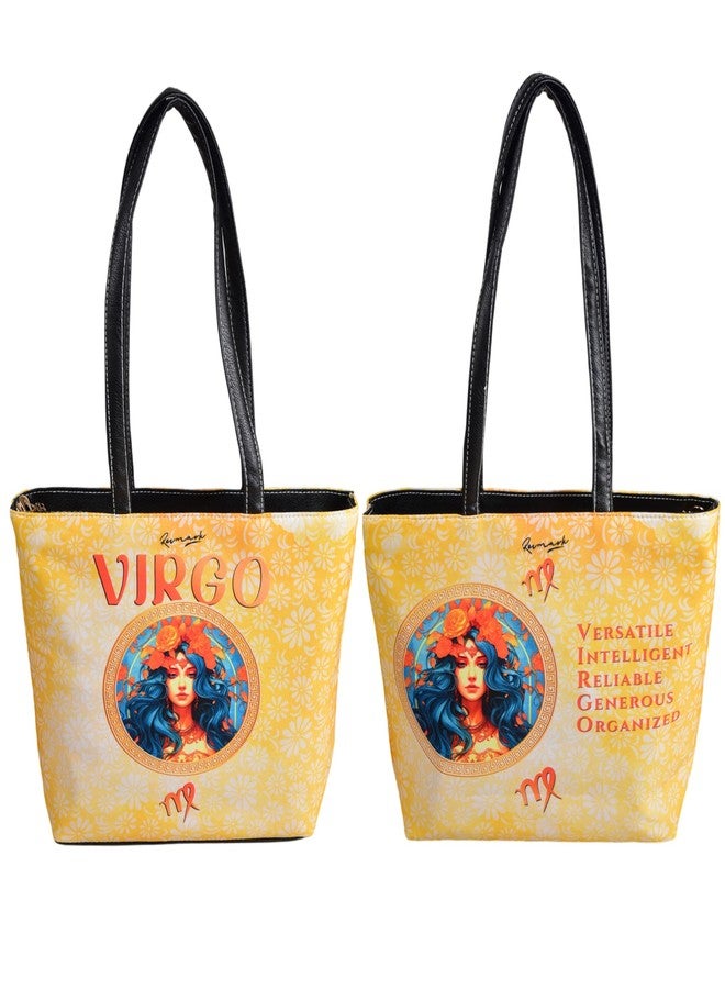 Revmark Zodiac Signature Totes- VIRGO | Two Compartments | Digital Print | Spacious | PU Leather | Pack of 1 | Gift for Virgo women - Image 1