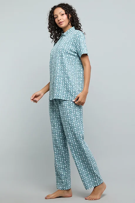 أر أند بي Patterned Collared Pyjama Set