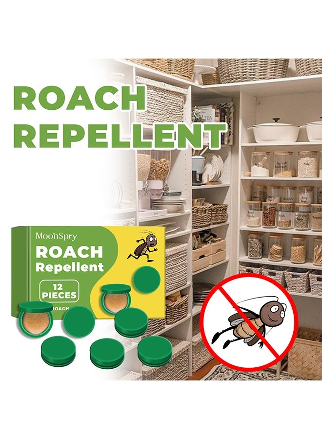 MOONSPRY Roach Repellent, Natural Cockroach Repellent, Roach Traps Indoor/Outdoor Use, Roach Killer Indoor Infestation for Small & Large Roaches, Non-Toxic, Long Lasting Protection (12 Pieces) - Image 1