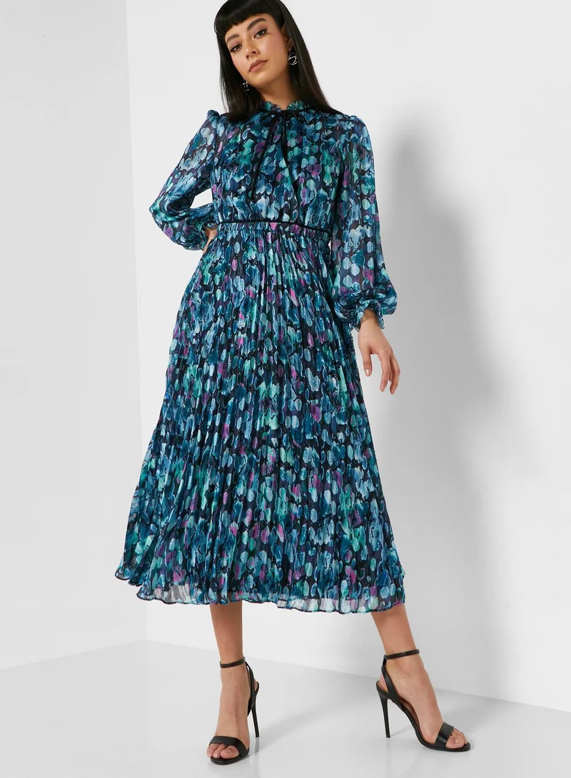 Karen Millen Puff Sleeve Pleated Dress for Women | Best Price Kuwait Karen Millen Puff Sleeve Pleated Dress for Women | Best Price Kuwait