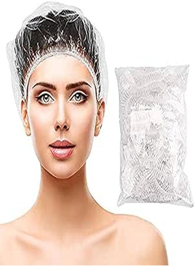 Generic 100 PCS Disposable Shower Cap, Waterproof Clear Plastic Elastic Hair Bath Caps For Women, Kids, Girls, Hotel and Hair Salon, Travel Spa, Home Use. 