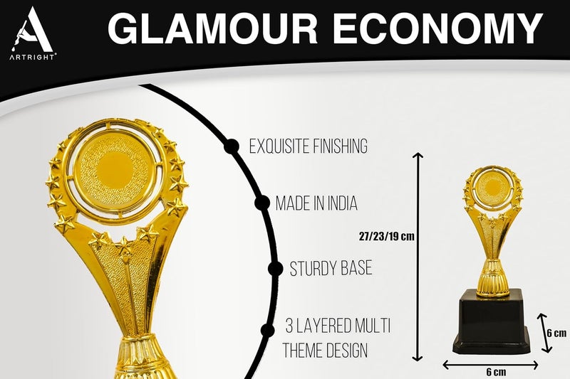 ArtRight Glamour Trophy with Fiber Finish - 27cm, Multipurpose Elegant Trophy for Event, Function & Ceremonies (Size: 27cm x 7cm x 7cm) - Image 3