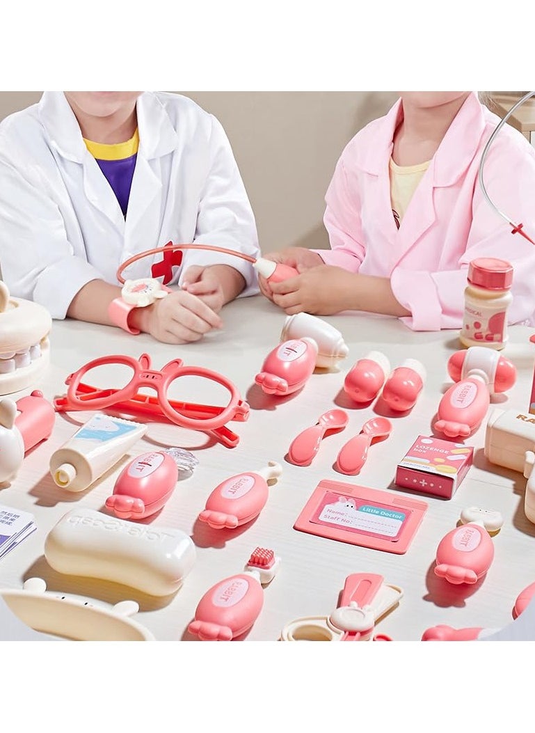 Mr. Penda 25PCS Doctor Kit for Kids Pretend Play Educational Doctor Toys, Medical Kit with Stethoscope, Doctor Playset for Dentist Doctor, Role Play Toys for 3-8 Years Old Girls and Boys Toddler Gifts (Pink)  - Image 5
