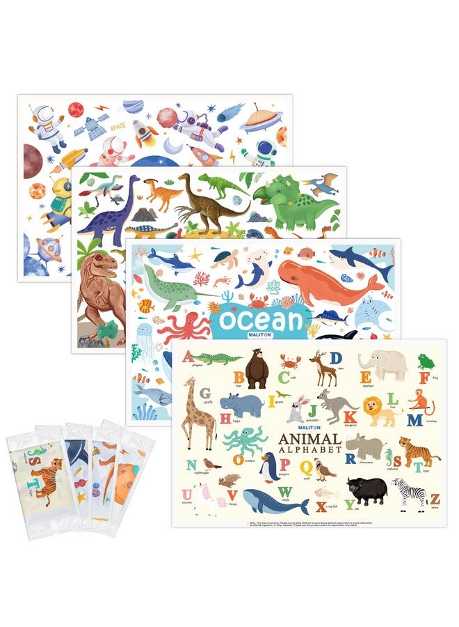 Maliton Disposable Placemats For Baby & Toddlers Disposable Baby Placemats For Restaurants Travel Disposable Stick On Placemats With 4 Designs Disposable Table Mats For Kids (Individual Package)  - Image 1