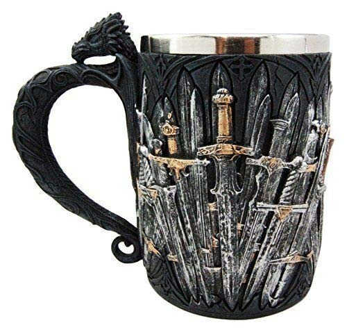 Ebros Gift Ebros Gift Medieval Renaissance Dragon Iron Throne Of Swords Coffee Mug Drinking Beer Stein Tankard Cup Fantasy Dungeons And Dragons Drogon Elixir Of Life Valyrian Steel Blades 