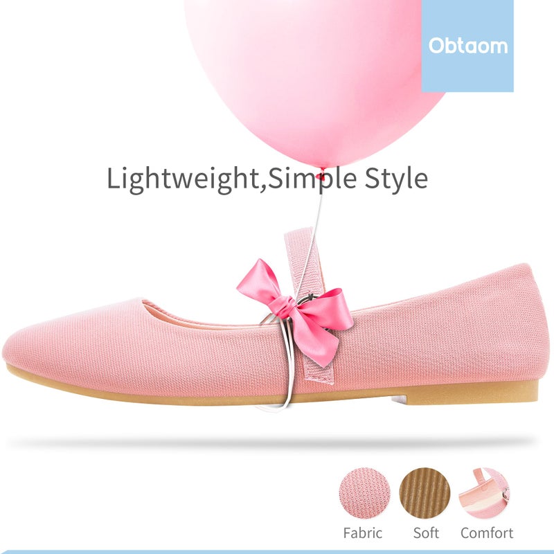 Obtaom Mary Jane Flat Shoes Round Toe Ballet Flats for Women Dressy Fabric Business Flats Comfortable Classic Strap Flats for Office(Dirty Pink,US9) - Image 2