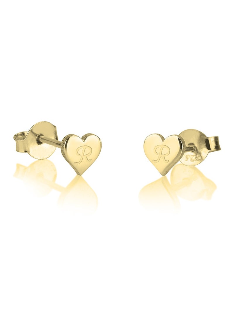 FK Jewellers - Silver 925 Personalized Heart Initial Studs Earrings - Image 1
