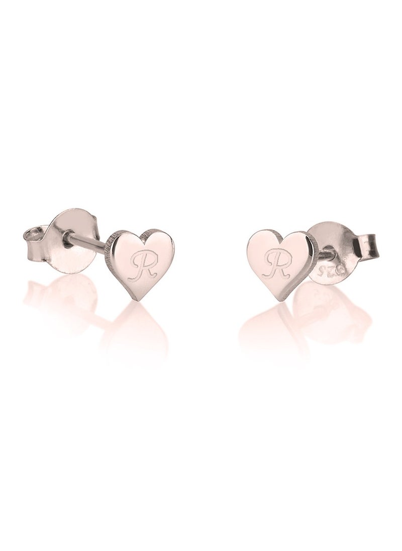 FK Jewellers - Silver 925 Personalized Heart Initial Studs Earrings - Image 1