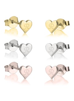 Silver 925 Personalized Heart Initial Studs Earrings