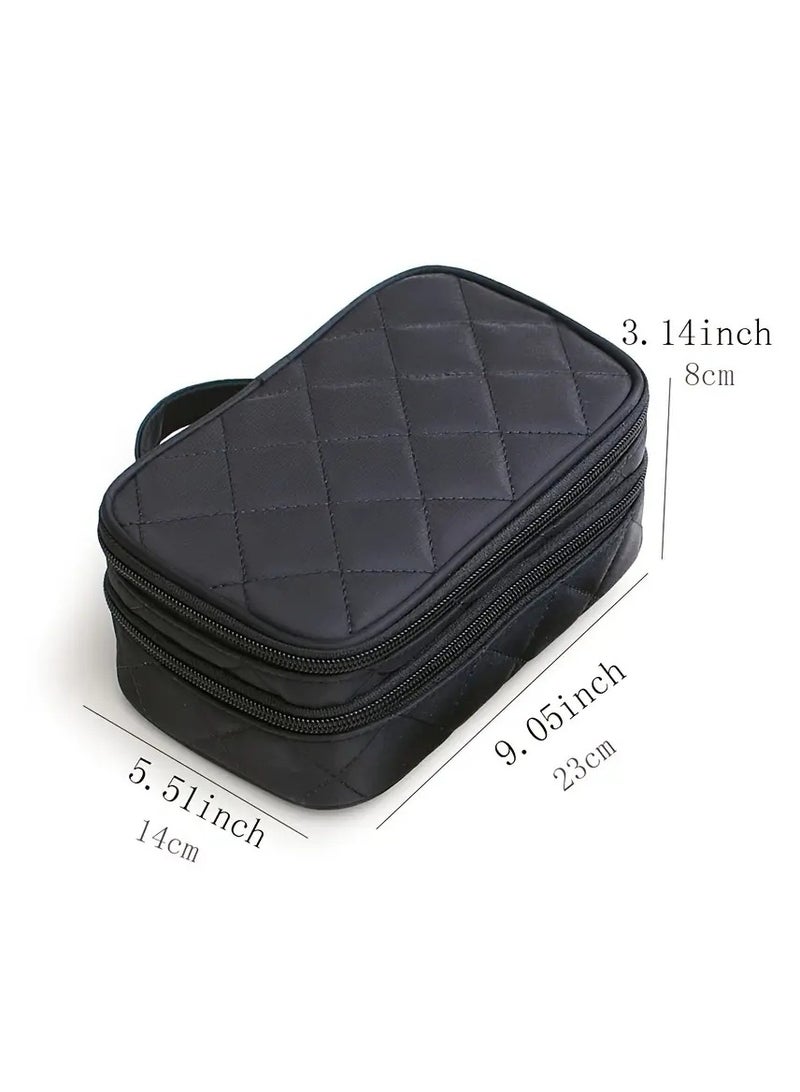 ORiTi Double Layer Cosmetic Bags Makeup Bag Women Travel Organizer Professional  Storage Brush Necessaries MakeUp Case Beauty Toiletry Bag - Red - Image 2