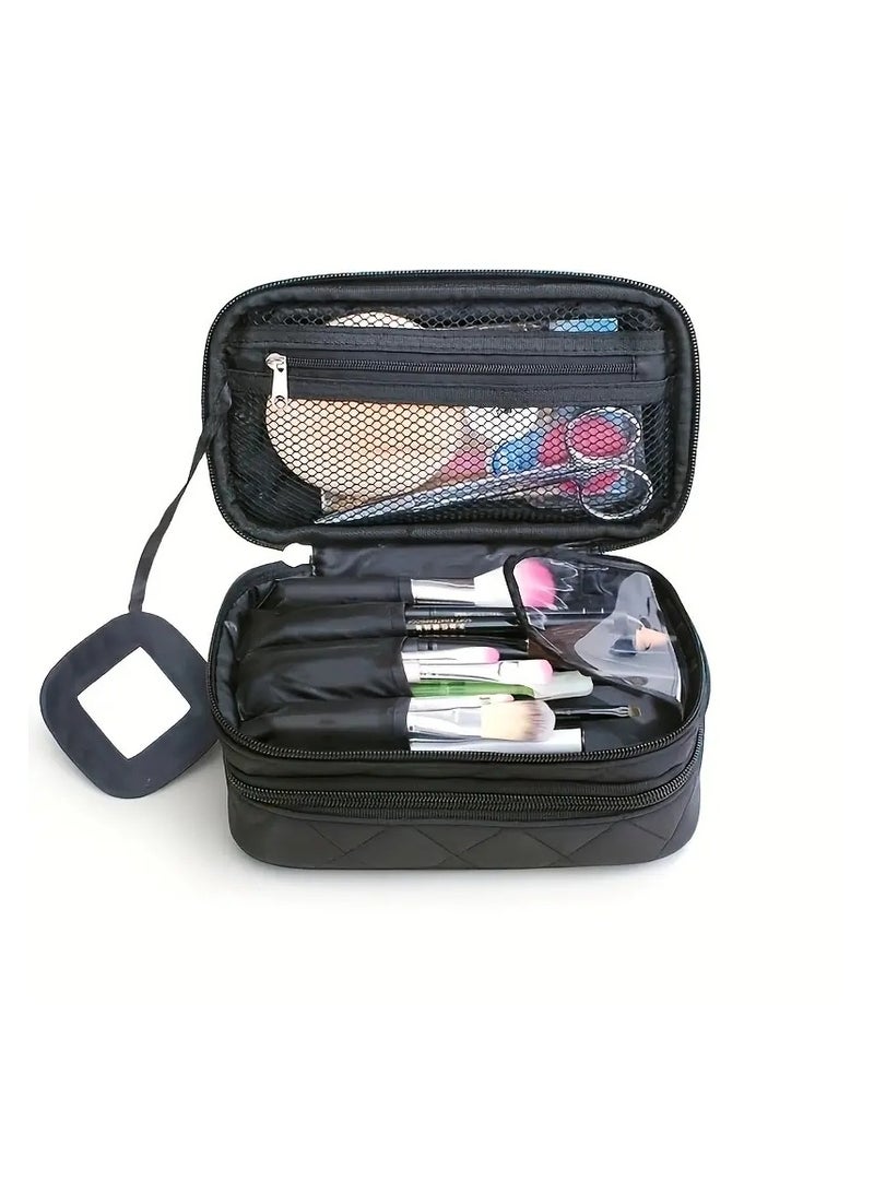 ORiTi Double Layer Cosmetic Bags Makeup Bag Women Travel Organizer Professional  Storage Brush Necessaries MakeUp Case Beauty Toiletry Bag - Red - Image 5