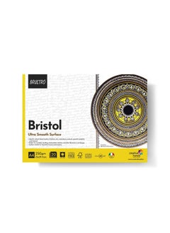 BRUSTRO BRUSTRO Bristol Ultra Smooth Glued Pad | 250 GSM, A4, 20 Sheets | Natural Grain, Medium Surface, Ideal for Charcoal, Coloured Pencils, Gouche, Pen, Pastels, Ink.  - Image 1