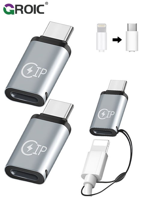 2 Sets Lightning to USB C Adapter, USB C Male to Lightning Female Adapter Supports PD Fast Charging, Suitable for USB C Female to i-OS Male adapters
