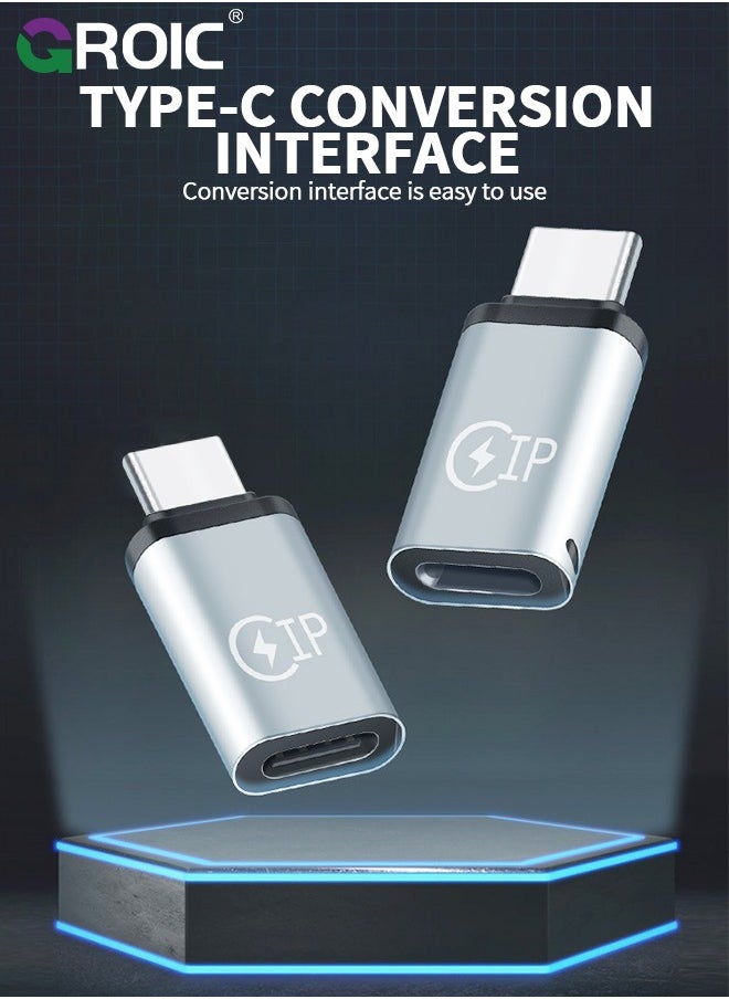 GROIC - 2 Sets Lightning to USB C Adapter, USB C Male to Lightning Female Adapter Supports PD Fast Charging, Suitable for USB C Female to i-OS Male adapters - Image 1