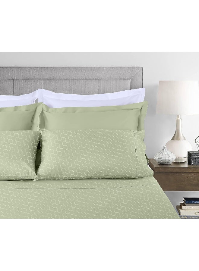 Threadmill Home Linen 500 Thread Count Queen Size 4 Pc Luxury Cotton Bedding Set, Jacquard Floria Sage Green, Silky Smooth Sheets with 16" Elasticized Deep Pocket, 2 Pillowcases & Free Tote Bag  - Image 2