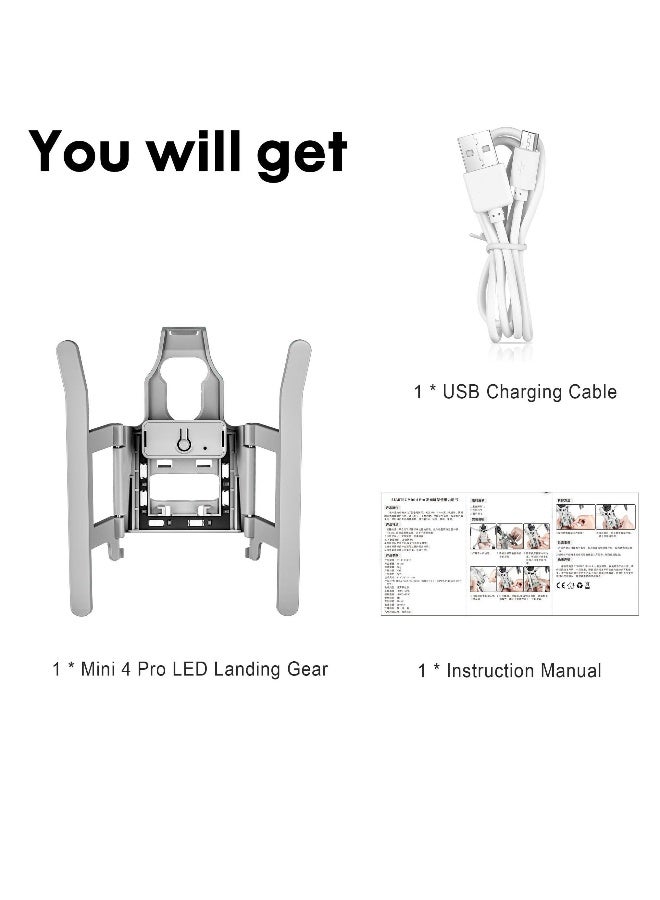 مجموعة واقيات هبوط ملونة لطائرة DJI Mini 4 Pro مع أضواء LED فلاش، أقدام هبوط قابلة للطي وملحقة، ملحقات لطائرة DJI Mini 4 Pro - Image 4