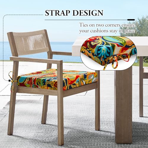 Wellsin Outdoor Chair Cushions for Patio Furniture - Outdoor Cushions for Chairs - Water Resistant Patio Chair Cushions Set of 4, 18.5"X16"X3", Flower - Image 5