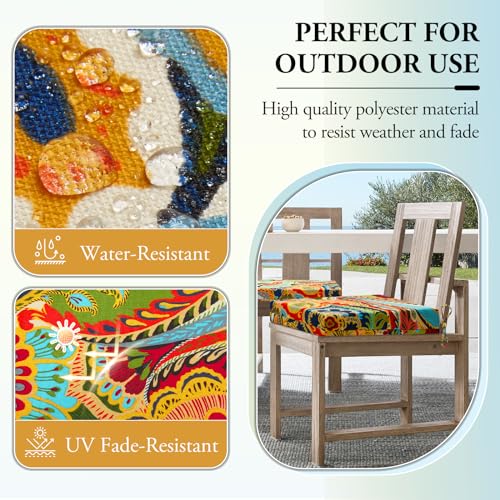 Wellsin Outdoor Chair Cushions for Patio Furniture - Outdoor Cushions for Chairs - Water Resistant Patio Chair Cushions Set of 4, 18.5"X16"X3", Flower - Image 3