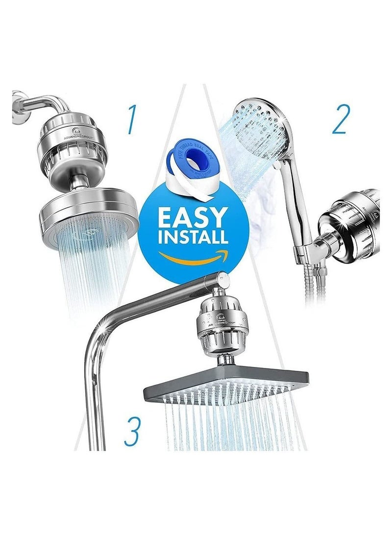 Shower Filter, 25 Stage Filter Water Softener, Head for Hard Water, with 3 Replaceable Cartridges,Universal Purifier to Remove Chlorine - Image 5