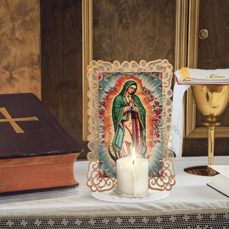 Kuabiz 15 Set Our Lady of Guadalupe Acrylic Statues Virgen De Guadalupe Picture Frames with Organza Gift Bags Baptism Favors for Guests Baptism Centerpieces for Table First Communion Gifts Catholic Favors - Image 4