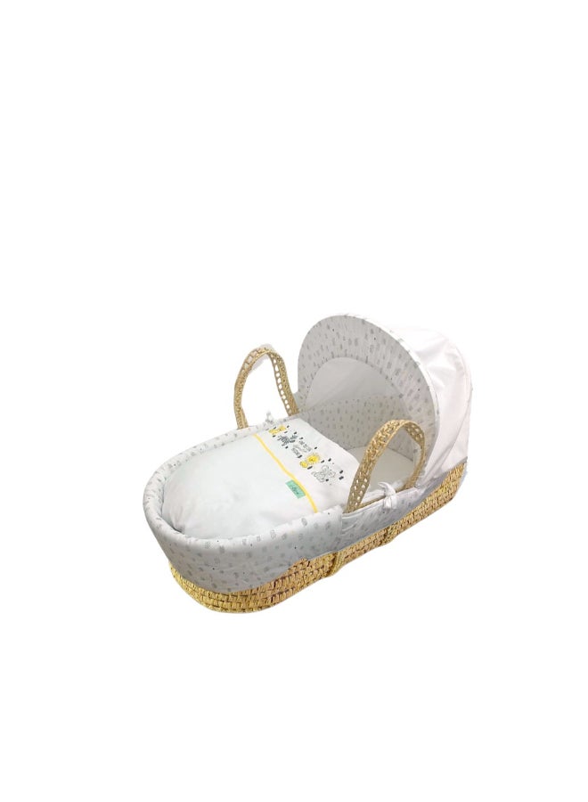 Kinder Valley Safari Friends Quilted Moses Basket - White - Image 1