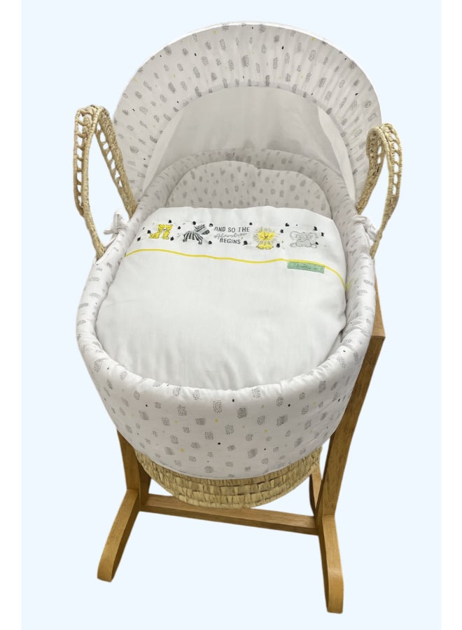 Kinder Valley Safari Friends Quilted Moses Basket - White - Image 4