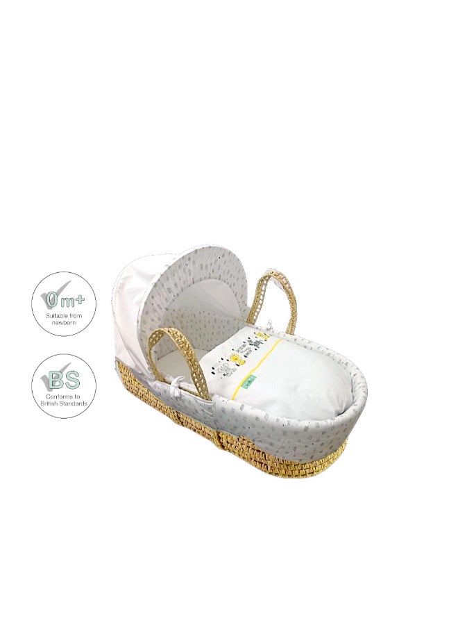 Kinder Valley Safari Friends Quilted Moses Basket - White - Image 5