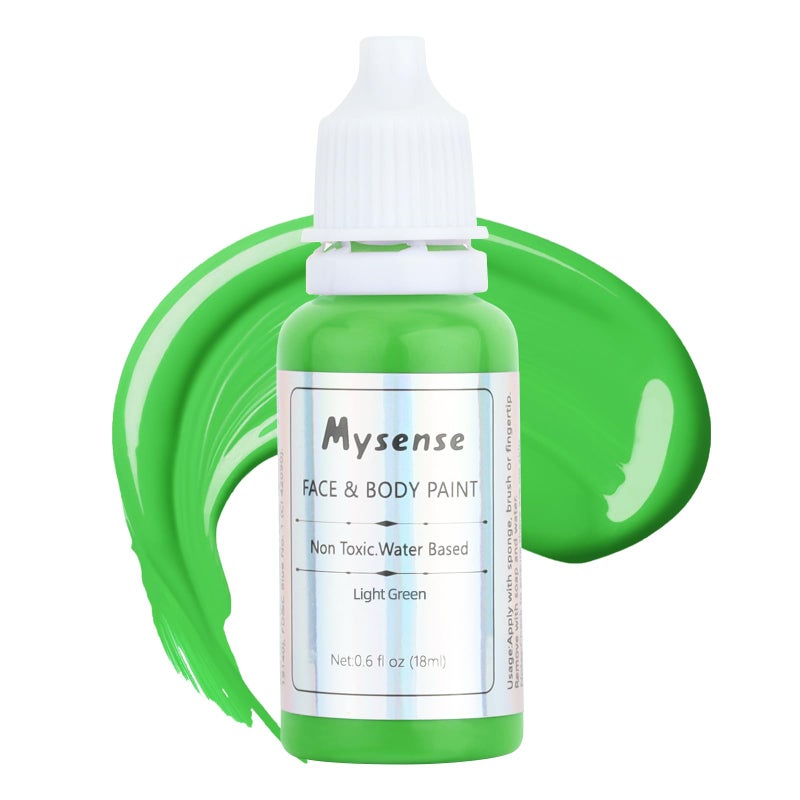 Mysense Light Green Face Body PaintWater Based Washable Cream Body Paint for Adults and Children Halloween Elphaba Witch Gamora Costume Christmas MakeupSt Patricks Day Outfit Accessories06oz - Image 3
