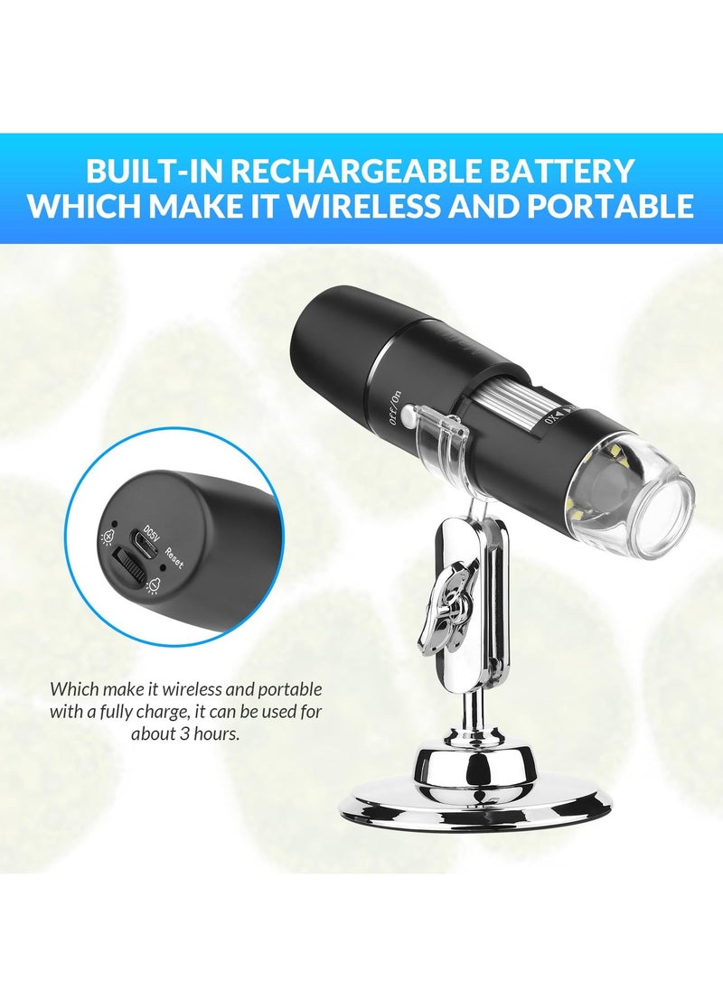 Y&D - Wireless Handheld Digital Microscope, Portable 50x -1000x Magnification with 360 Rotate Stand Compatible iOS/Android iPhone, iPad for Kids Adults - Image 1