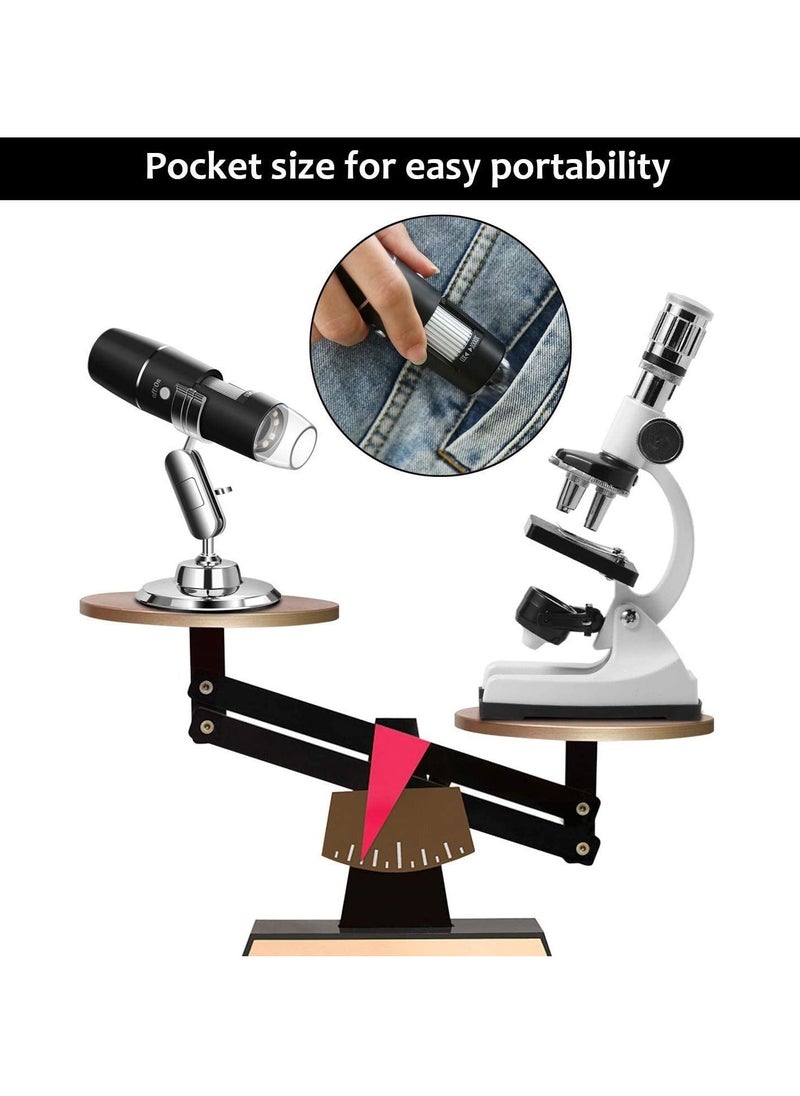 Y&D - Wireless Handheld Digital Microscope, Portable 50x -1000x Magnification with 360 Rotate Stand Compatible iOS/Android iPhone, iPad for Kids Adults - Image 1