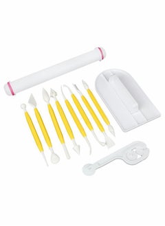 Fondant Cake Decorating Tool, Sugarcraft Icing Cake Making Set, Smoother Fondant Cutter Embosser Icing Smoother Rolling Pin Modeling Tool Kit Set Flower Fondant Cake Sugarcraft Decorating Kit(11 Pcs)