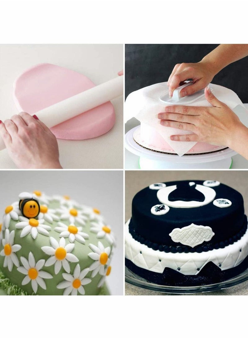 Excefore - Fondant Cake Decorating Tool, Sugarcraft Icing Cake Making Set, Smoother Fondant Cutter Embosser Icing Smoother Rolling Pin Modeling Tool Kit Set Flower Fondant Cake Sugarcraft Decorating Kit(11 Pcs) - Image 1