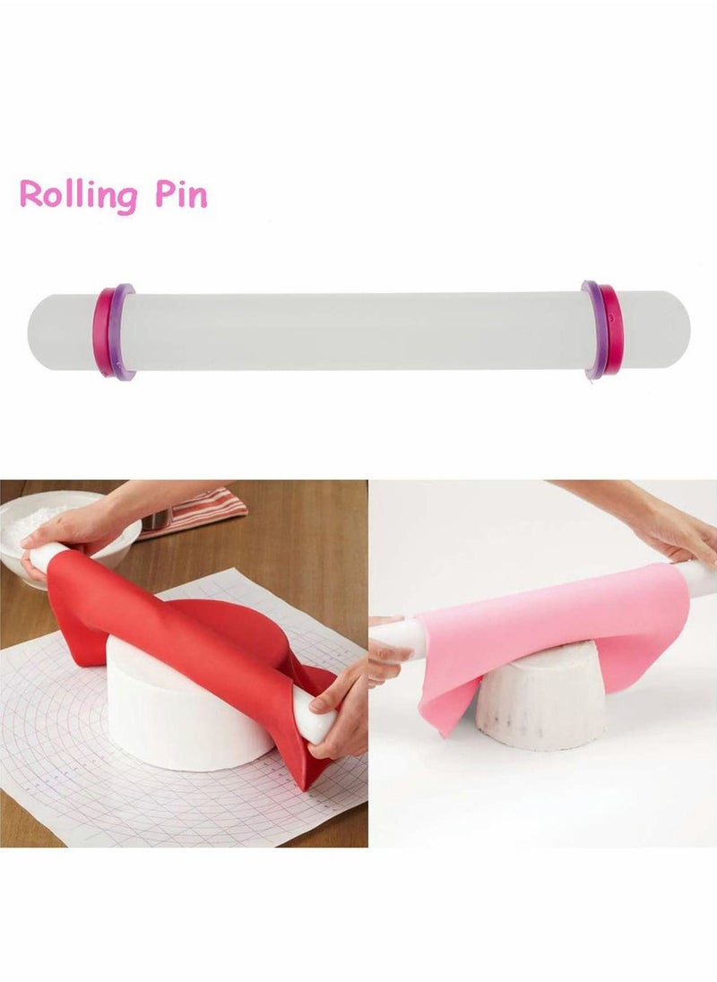 Excefore - Fondant Cake Decorating Tool, Sugarcraft Icing Cake Making Set, Smoother Fondant Cutter Embosser Icing Smoother Rolling Pin Modeling Tool Kit Set Flower Fondant Cake Sugarcraft Decorating Kit(11 Pcs) - Image 1