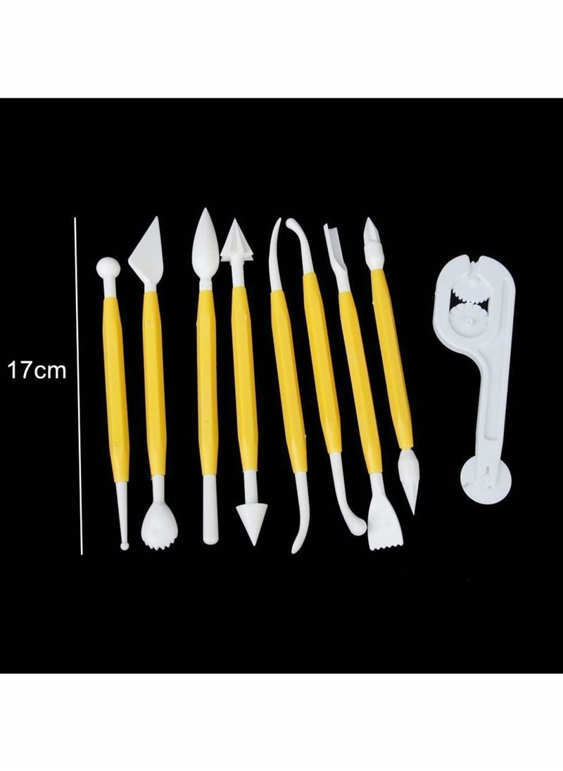 Excefore - Fondant Cake Decorating Tool, Sugarcraft Icing Cake Making Set, Smoother Fondant Cutter Embosser Icing Smoother Rolling Pin Modeling Tool Kit Set Flower Fondant Cake Sugarcraft Decorating Kit(11 Pcs) - Image 1