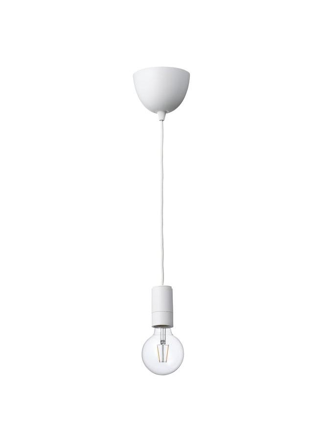 Generic - Pendant lamp with light bulb, white/globe clear - Image 1