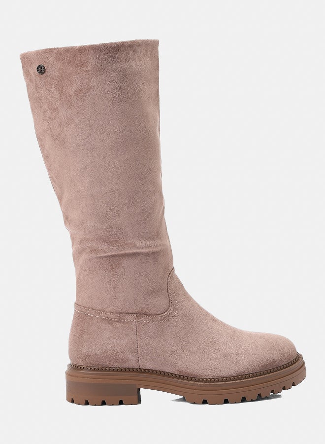 Dejavu Shoes GER-DVTX-006 Knee High Suede Half Zipper Closure Beige Boot  For Women - Image 2