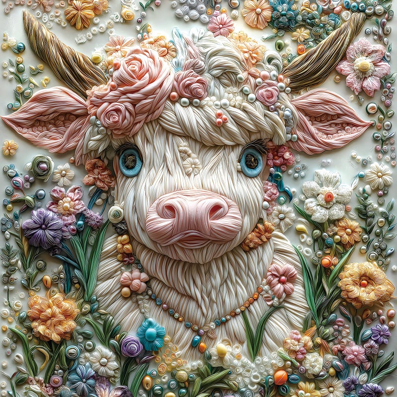 MINIWAN 500 Piece Art Jigsaw Puzzle for Adults Unique 3D Embroidery Flower Cow Cool Puzzles for Adults Challenging Adult Puzzle 20x20 Inch - Image 3
